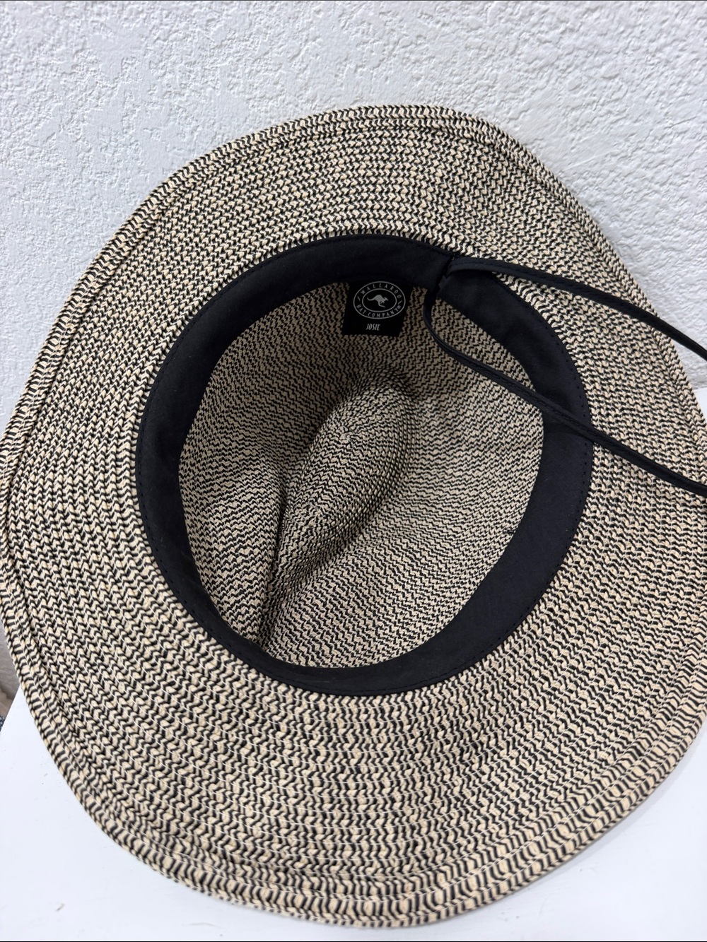 Woven Paper Fedora with Black Band - Unisex Sun Hat—inside brim tighten strings - Picture 3 of 8